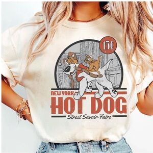 New York Hot Dog Graphic T-Shirt - Cream